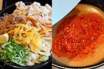 はなまるうどん「メガつけ麺」 は緊張感あるガチなボリューム  / 攻めた辛さの「辛魚豚骨」フレーバーがいい仕事してる