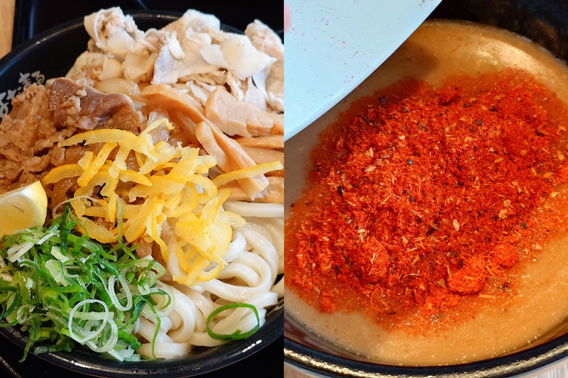 はなまるうどん「メガつけ麺」 は緊張感あるガチなボリューム  / 攻めた辛さの「辛魚豚骨」フレーバーがいい仕事してる