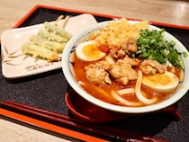 日本の丸亀製麺では食べられない！ 台湾の丸亀製麺限定「トマトチキンうどん」がめちゃ美味しい〜ネギとの相性もバッチリだよ