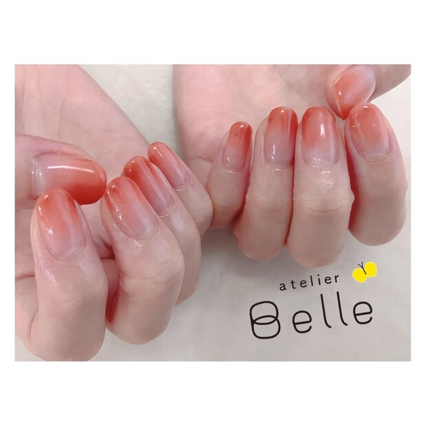 【大人グラデネイル】艶グラデ!赤みカラーでほんのり色っぽい指先に