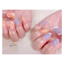 【ミルキーアートネイル】オレンジ×ラベンダーが可愛さを演出！