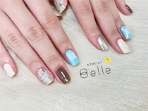 【ツイード×ニュアンスネイル】パステルブルーとブラウンが可愛い！