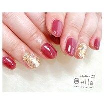 【大人ネイル】華やかさちゅるん！ボルドー×ゴールドで艶めく指先に