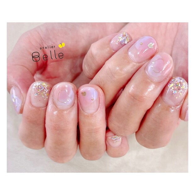 【うるツヤネイル】クリアベースにラメで魅せるツヤツヤが可愛い!