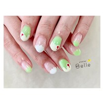 【レトロ喫茶ネイル】美味しそう！さくらんぼがポイントのクリームソーダネイル