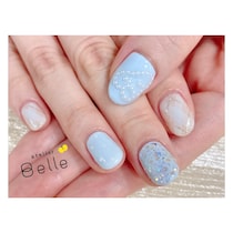 【ふんわり冬ネイル】上品で清潔感ある水色にホワイトカラーで爽やかに