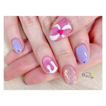 【冬のパステルネイル】パープル×ピンクにとろ～りクリームアートが可愛い！