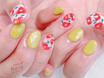 【おすすめ和柄ネイル】イエロー×椿アートで華やかな指先に