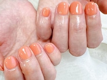 【春のワンカラーネイル】ショートネイルにも！クリームオレンジが可愛い！