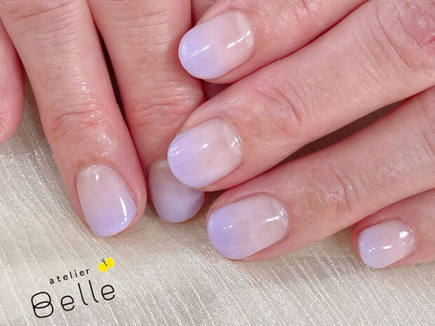 【カラーグラデーションネイル】ショートもロングも優しいラベンダーカラーで春を先取り！