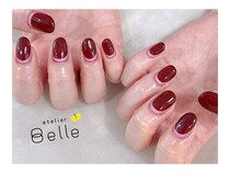 【大人艶ネイル】シックなボルドーにピンクのラインアートで魅せる指先