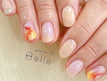 【夕焼けニュアンスネイル】ふんわり可愛いピンクとオレンジが絶妙ＭＩＸ！