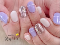 【上品ネイル】大人っぽいのに可愛い！優しいラベンダーに映えるメタリックカラーがアクセント