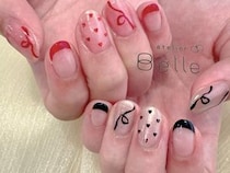 【リボンアートネイル】おすすめ！赤と黒のコントラストで大人可愛い指先に