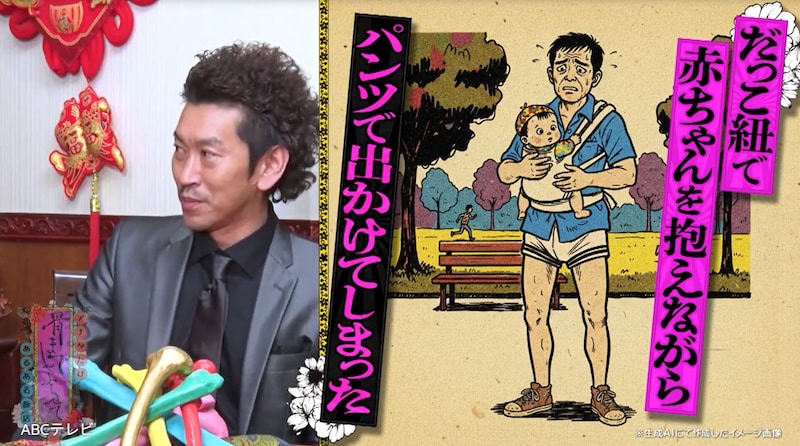 「抱っこ紐で赤ちゃんを抱えながらパンツで出かけてしまった」　パパになったTHE SECOND王者の恥ずかしエピソードを相方が暴露