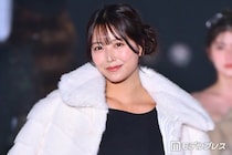 元NMB48白間美瑠、黒透けタイツ×ミニ丈ワンピで美脚スラリ 白ファーがアクセント【関コレ2026A/W】