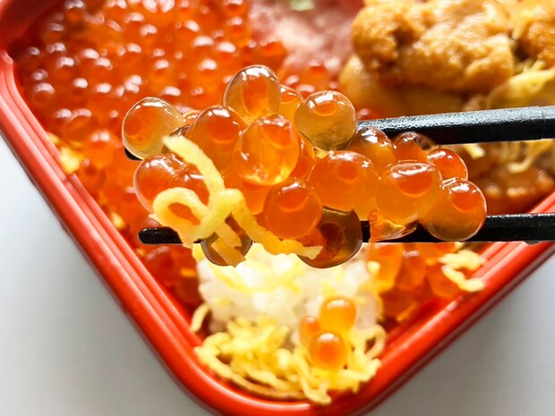 【角上魚類】海鮮だらけの900円「三色丼」うに、いくら、ねぎとろたっぷりでごはんが見えない！の画像8