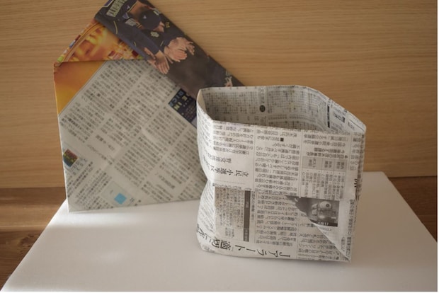 新聞紙でゴミ箱を折ってみよう!エコ&防災にも