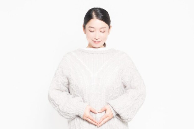 お腹にハートマーク