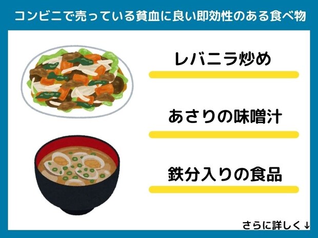 コンビニで売っている貧血に良い即効性のある食べ物