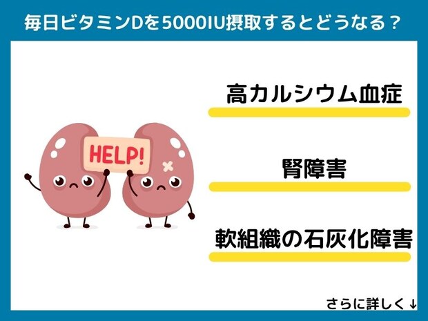 毎日ビタミンDを5000IU摂取するとどうなる?