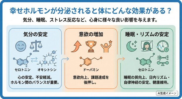 幸せホルモンが分泌されると体にどんな効果がある？