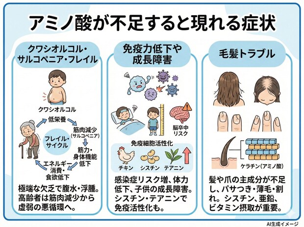アミノ酸が不足すると現れる症状