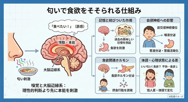 匂いで食欲をそそられる仕組み