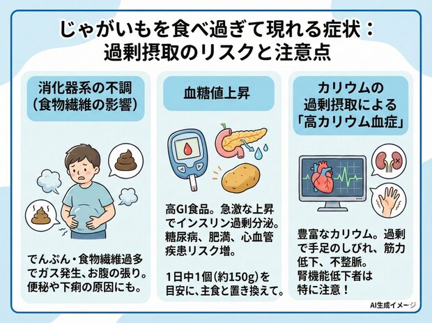 じゃがいもを食べ過ぎて現れる症状