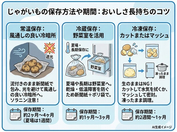 じゃがいもの保存方法や期間