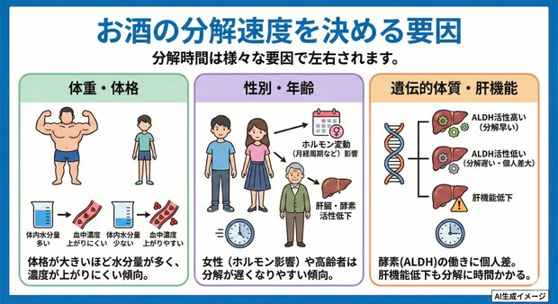 お酒の分解速度を決める要因