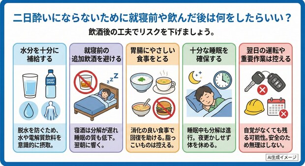 二日酔いにならないために就寝前や飲んだ後は何をしたらいい?