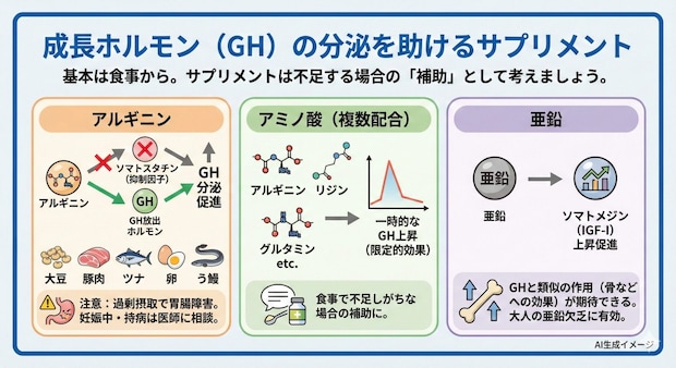 成長ホルモンの分泌を増やすサプリメント