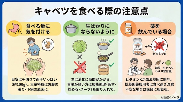 キャベツを食べる際の注意点