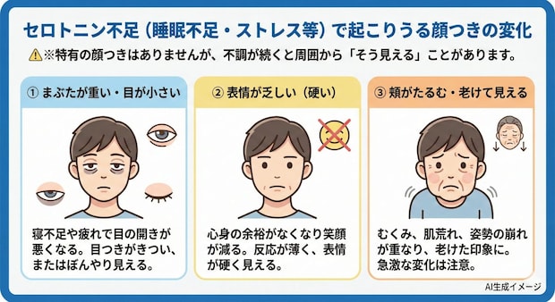セロトニンが不足すると顔つきはどうなっていく？