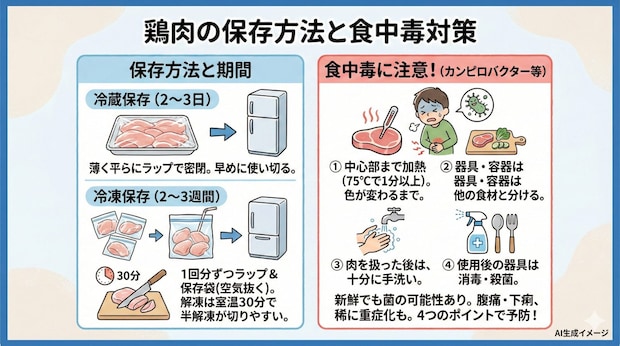 鶏肉の保存方法や期間