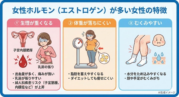 女性ホルモンが多い女性の特徴