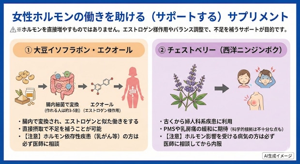 女性ホルモンの分泌を増やすサプリメント