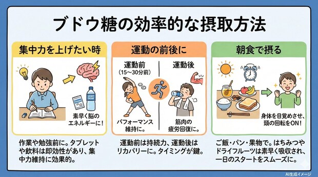 ブドウ糖の効率的な摂取方法