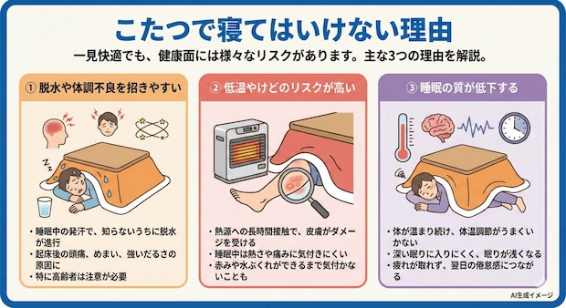 こたつで寝てはいけない理由