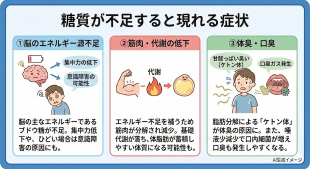 糖質が不足すると現れる症状