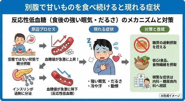 別腹で甘いものを食べ続けると現れる症状