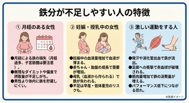 鉄分が不足しやすい人の特徴