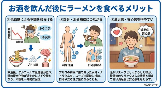 お酒を飲んだ後にラーメンを食べるメリット