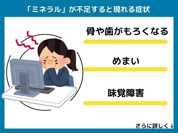 ミネラルが不足すると現れる症状