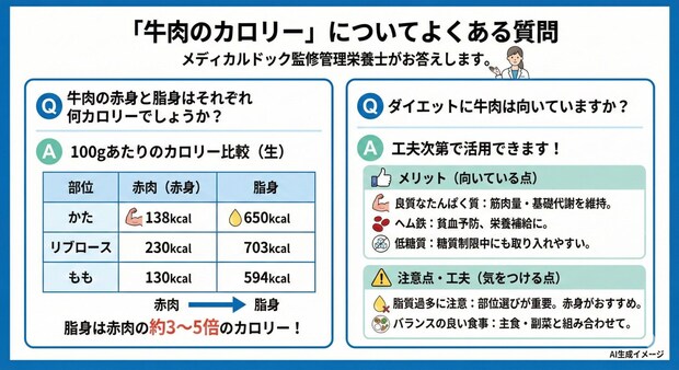 「牛肉のカロリー」についてよくある質問