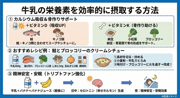 牛乳の栄養素を効率的に摂取する方法