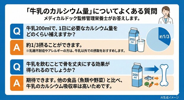 「牛乳のカルシウム量」についてよくある質問