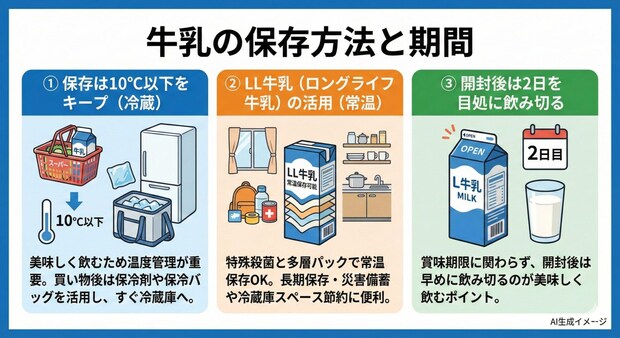牛乳の保存方法や期間