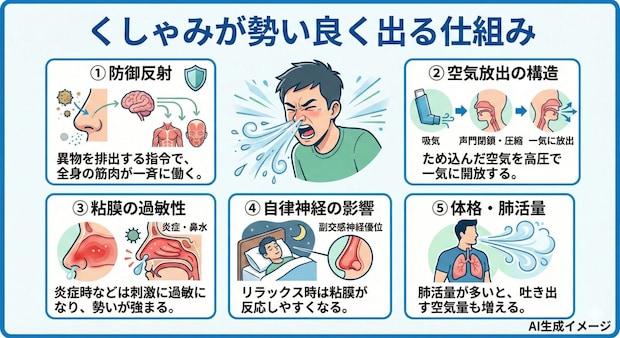 くしゃみが勢い良く出る仕組み